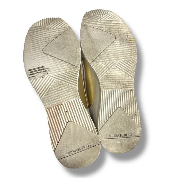 Michael Kors Lolly Trainer Wedge Sneakers 7.5 Metallic Silver gold Glitter EUC - Picture 9 of 16